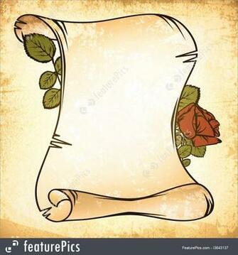 Illustration Of Old Paper Roll With Rose