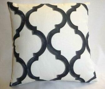 Cover Black Trellis Design On White Background Cotton Designer Fabric
