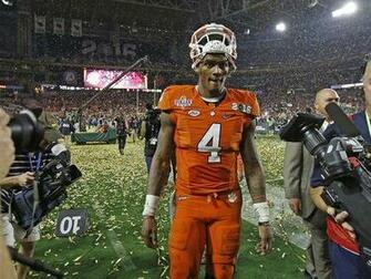 Clemson Quarterback Deshaun Watson Leaves The Field After