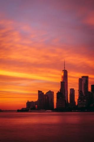 On In Sunset City Panoramic Photography