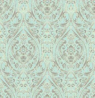 Gypsy Turquoise Damask Wallpaper Swatch Farmhouse By