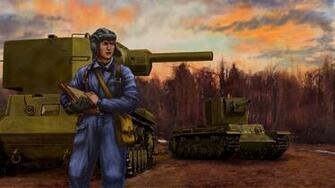 Ww2 Tank Soviet Kv Heavy Art Military Painting Wallpaper Background