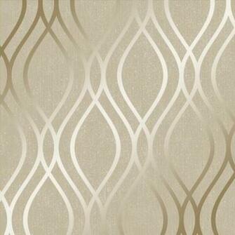 Henderson Interiors Camden Wave Wallpaper Cream Gold