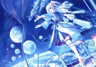 Original Anime Girl Blue Cute Beautiful Dress Long Hair Wallpaper