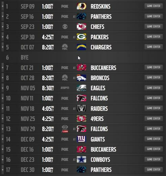 Schedule Nfl Saints Football
