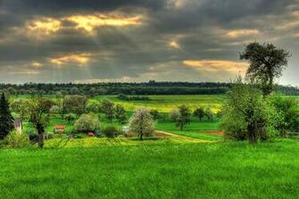 Photo Germany Hessen Hungen HDr Nature Sky Fields Grass