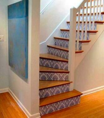 Adding Beautiful Wallpaper To Stairs Risers For Original Staircase