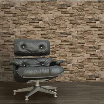 Muriva Stone Brick Effect Wallpaper Brown
