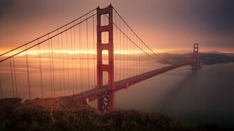 Br Cke Golden Gate Kalifornien San Francisco Morgensonne
