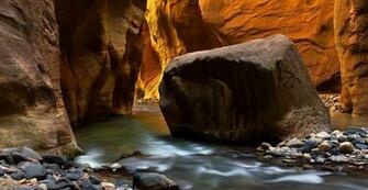 Zion National Park River Stream Rocks Wallpaper Background