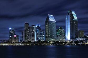 San Diego Skyline At Night By Larry Marshall