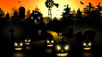 Halloween Black Pumpkins HDtv Wallpaper