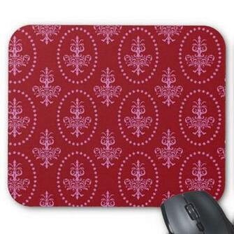Red Pink Damask Vintage Chandelier Pattern Mouse Pad