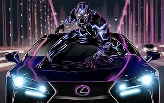 Black Panther On Lexus Lc500 Background Wallpaper And