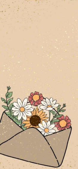 Beige Aesthetic Phone With Envelope Filled Flowers Wallpaper