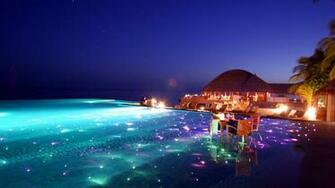 Maldives Tropical Resort Evening Wallpaper Background HD