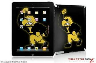 iPad Skin Iowa Hawkeyes Herky On Black Fits iPad2 And iPad3