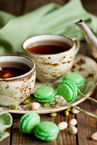 Pistachio Macarons Tea iPhone Wallpaper