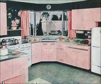 1940s Kitchen Inspiration From The Mid Century Retro Rose Wallpaper