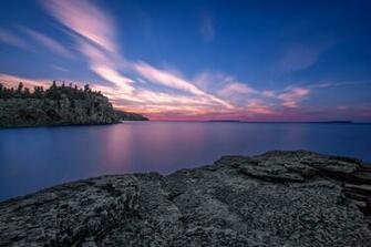 Dawn Ontario Lake Rocks Canada Sunrise Wallpaper