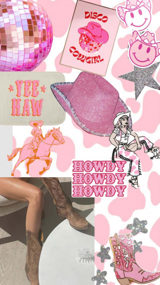 Pink Cowgirl Aesthetic Collage Wallpaper