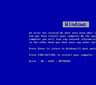Error Microsoft Windows Blue Screen Of Death Wallpaper