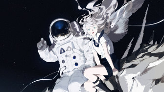 Anime Girl With Astronaut Wallpaper 4k 2900g