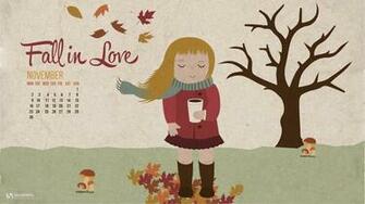 Autumn Love November Calendars Desktop Wallpaper
