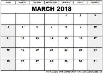 March Calendar Cute Printable