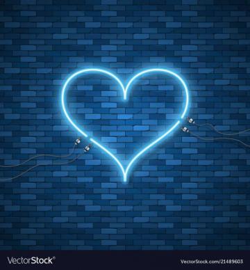 Bright Heart Neon Sign Retro Blue On Dark