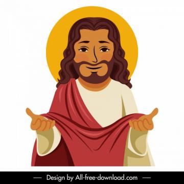 Jesus Christ Icon Cartoon Character Sketch Vectors Graphic Art