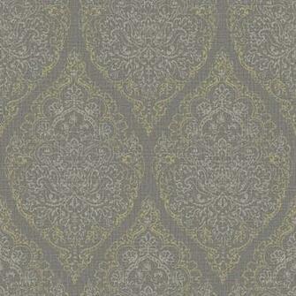 Grandeco Boho Chic Silver And Gold Damask On Dark Grey Wallpaper 10m