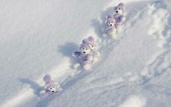 Winter Teddy Bears Wallpaper Stock Photos
