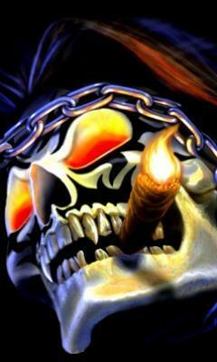 Smoking Skull Love Mobile Wallpaper