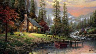 Chalet Painting Ultra HD Desktop Background Wallpaper For 4k UHD