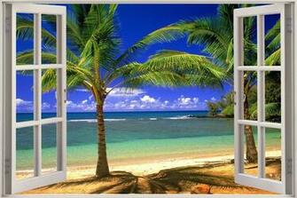 Window Exotic Beach Wall Stickers Film Mural Art Decal Wallpaper