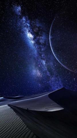 Space Desert Night iPhone Wallpaper