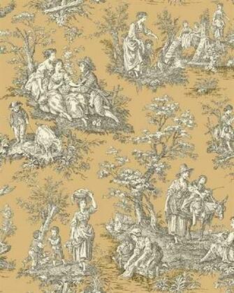 Waverly Classics Green And Mustard Country Life Toile Wallpaper