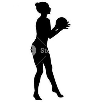 Silhouette Girl Gymnast With The Ball On White Background Royalty
