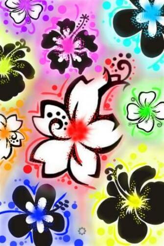 HD Amazing Colorful Vector Flowers 3g iPhone Wallpaper Background