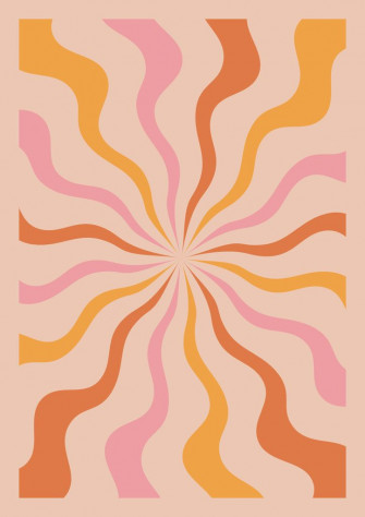 Groovy Abstract Sunset Art Print Preppy Wallpaper