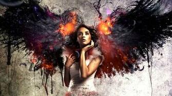 Wall Fire People Fantasy Art Artwork Wallpaper Girls