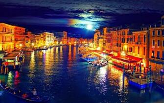 Venice Italy At Night Painting Wallpaper