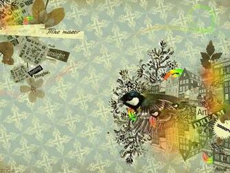 Birds Vintage Text Leaves Patterns Houses Floral HD Wallpaper