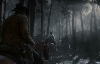 Wallpaper Forest Night Horse Hat Rockstar Bandit Red Dead
