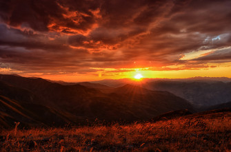 Sunset Landscape Mountains Clouds 4k Wallpaper HD Nature