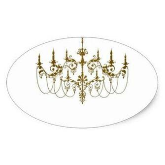 Gold Chandelier Any Background Color Envelope Seal Oval Sticker