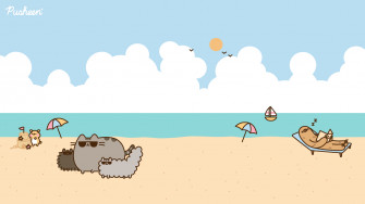 Pusheen Zoom Background Beach Wallpaper