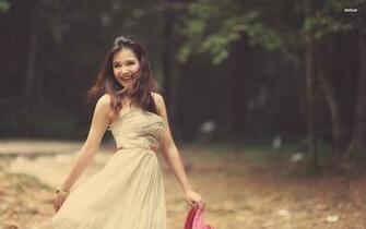 Happy Girl In A Summer Dress Wallpaper