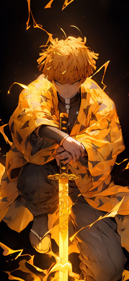 Zenitsu Agatsuma With Sword Cool Wallpaper Anime